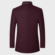 Edmund Fairvale | Men's Grey Wool Blend Stand Collar Coat
