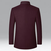 Edmund Fairvale | Men's Grey Wool Blend Stand Collar Coat