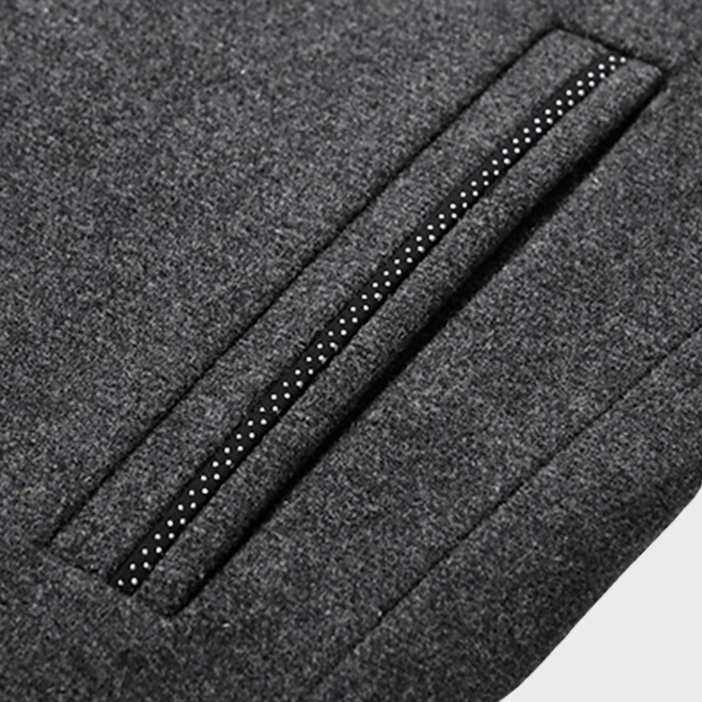 Edmund Fairvale | Men's Grey Wool Blend Stand Collar Coat