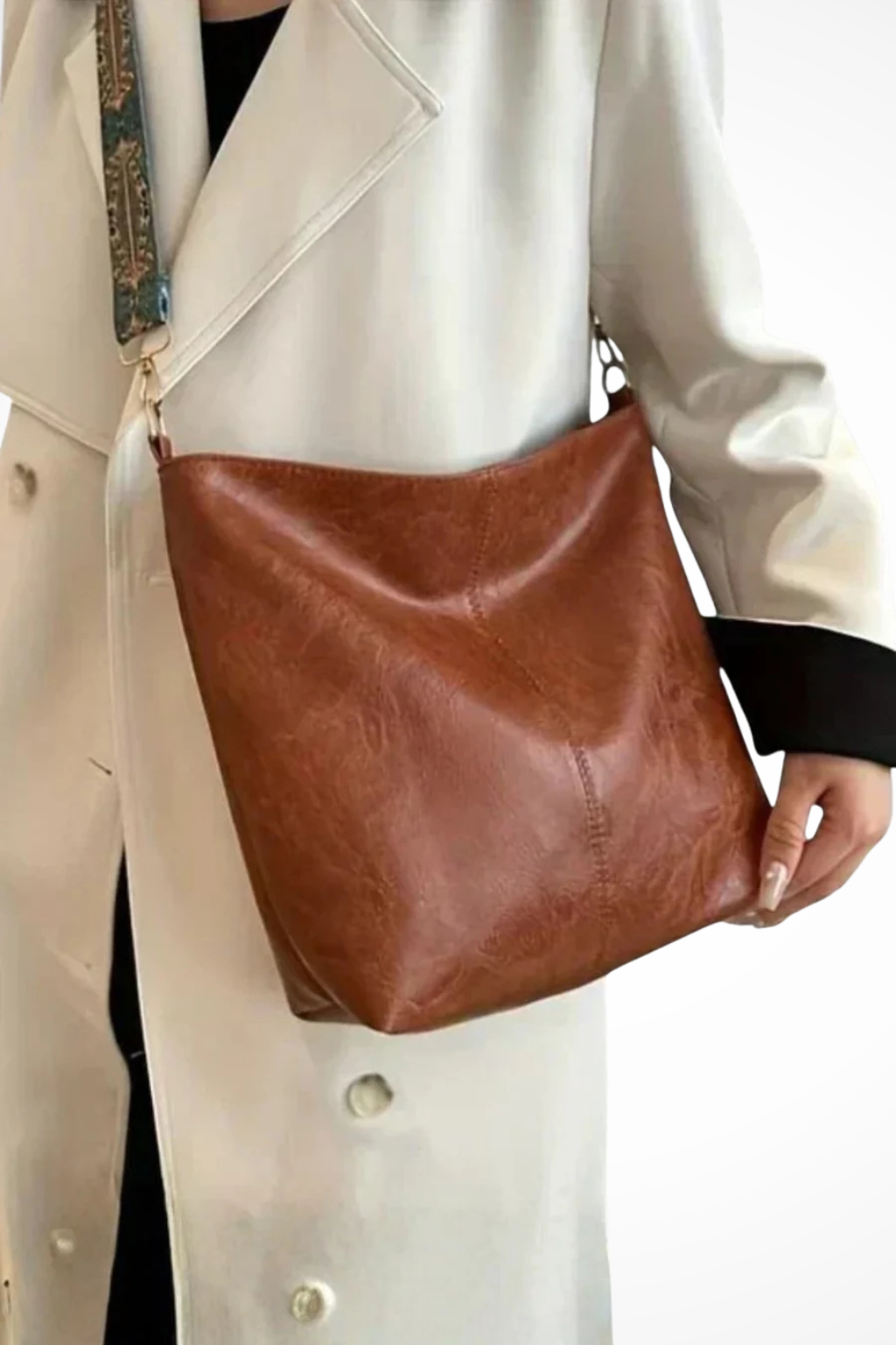Alessia Bellucci | Vintage Brown Faux Leather Tote Bag