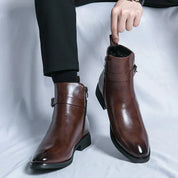 Alessio Romano | Brown Leather Ankle Boots for Men