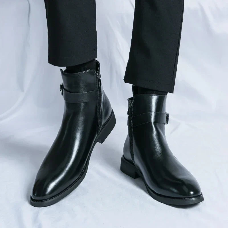 Alessio Romano | Brown Leather Ankle Boots for Men
