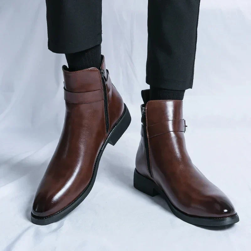 Alessio Romano | Brown Leather Ankle Boots for Men