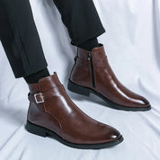Alessio Romano | Brown Leather Ankle Boots for Men