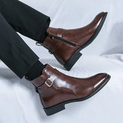Alessio Romano | Brown Leather Ankle Boots for Men