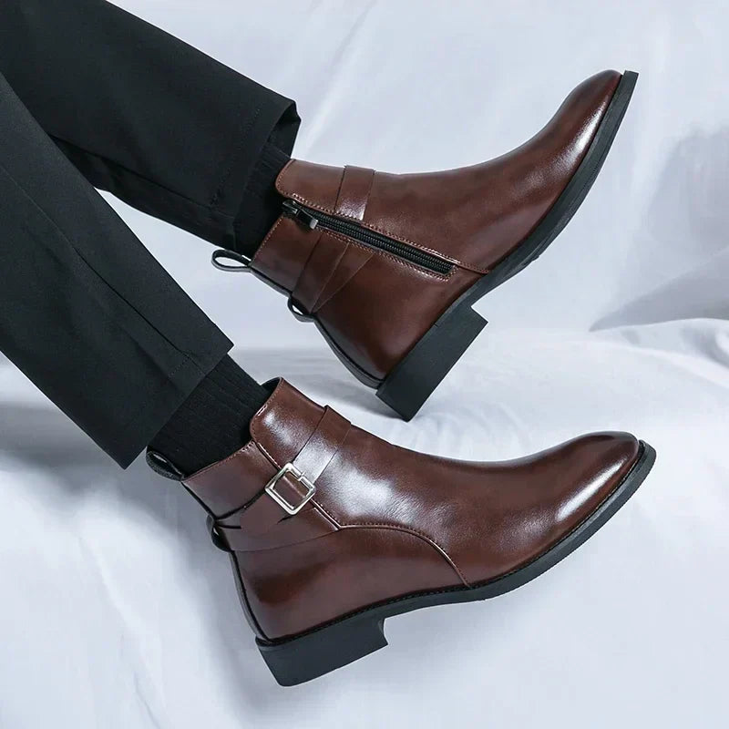 Alessio Romano | Brown Leather Ankle Boots for Men