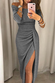 Isabella Moretti | Shimmer Off Shoulder Midi Dress For Women