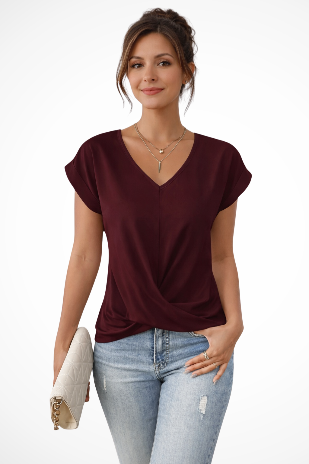 Amelia Laurent | Casual V-Neck Blouse For Women