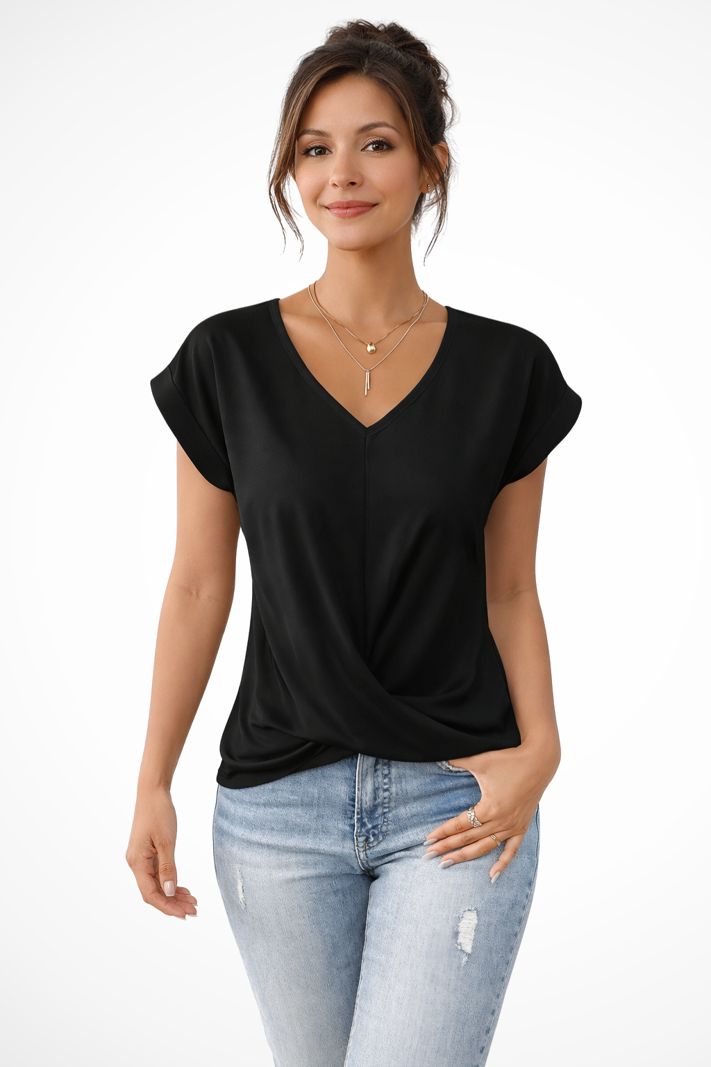 Amelia Laurent | Casual V-Neck Blouse For Women