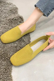 Céleste Vanbright | Yellow Breathable Knit Loafers for Women