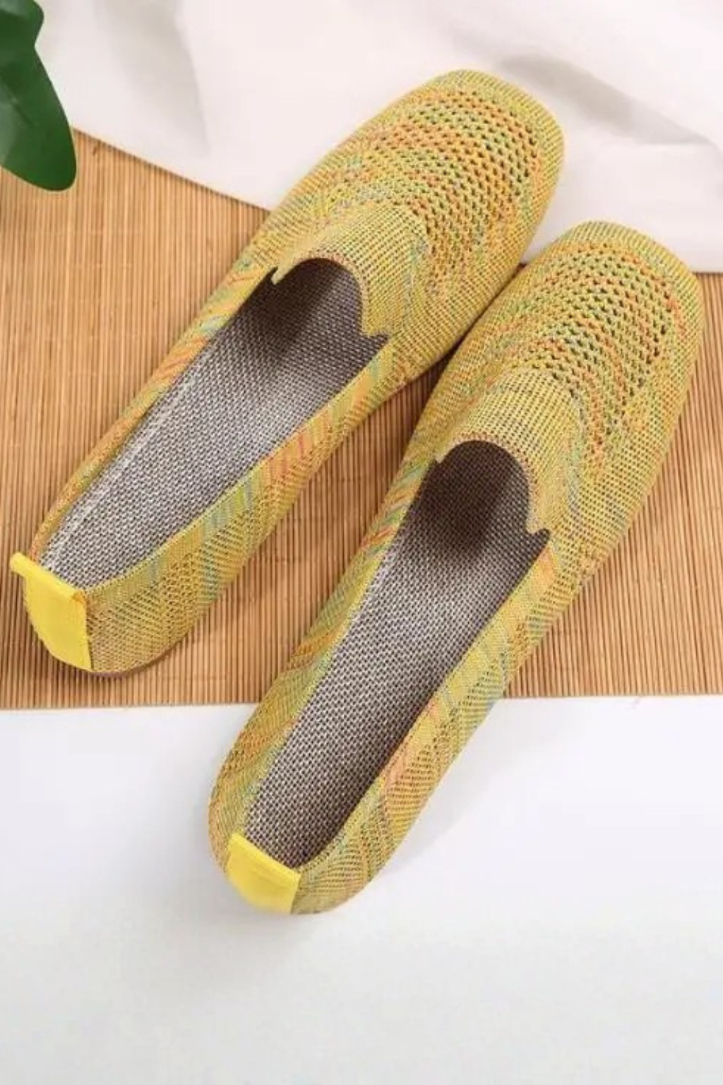 Céleste Vanbright | Yellow Breathable Knit Loafers for Women