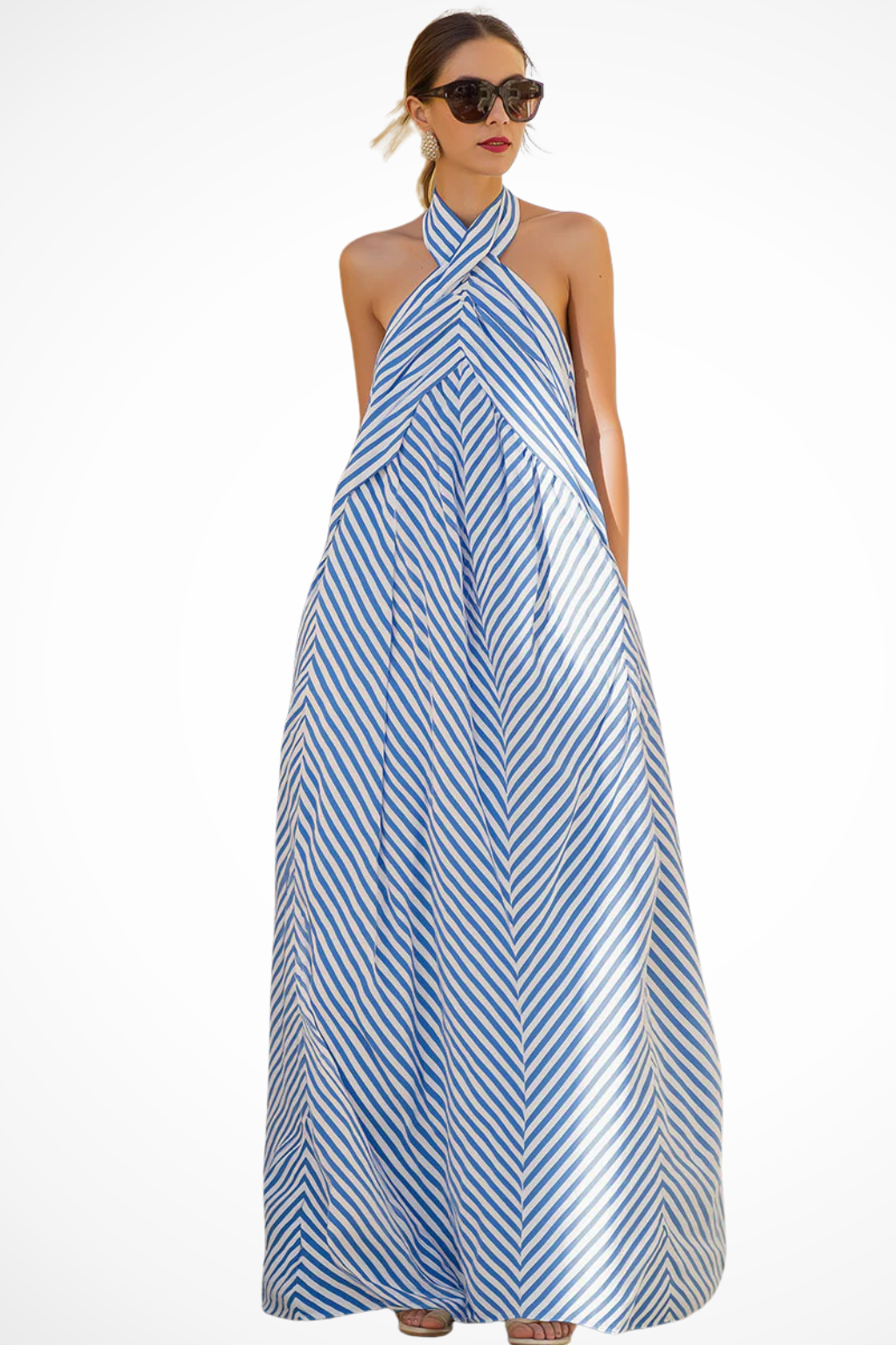 Amélie Laurent | Striped Halter Maxi Dress For Women