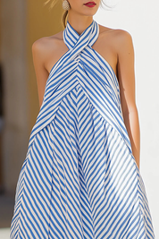 Amélie Laurent | Striped Halter Maxi Dress For Women