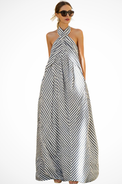 Amélie Laurent | Striped Halter Maxi Dress For Women
