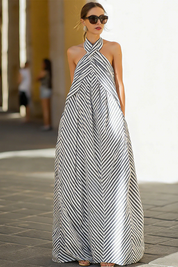 Amélie Laurent | Striped Halter Maxi Dress For Women