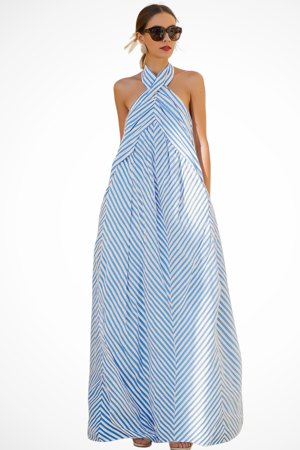 Amélie Laurent | Striped Halter Maxi Dress For Women