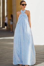 Amélie Laurent | Striped Halter Maxi Dress For Women