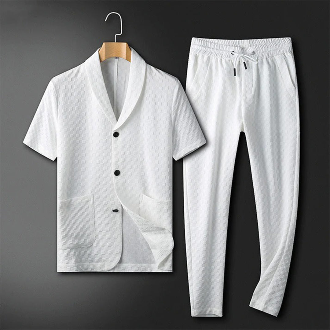 Renzo Castellani | Textured Summer Two-Piece Set For Men