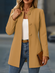 Aurélie Sinclair | Cream Stand-Collar Tailored Coat for Women