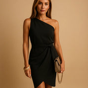 Céleste Vanbright | Satin One-Shoulder Mini Dress in Cream