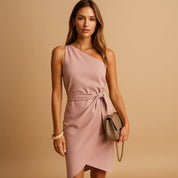 Céleste Vanbright | Satin One-Shoulder Mini Dress in Cream