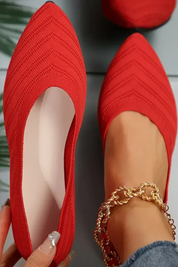 Beatrix Longford | Brown Pointed Toe Knit Flats for Women