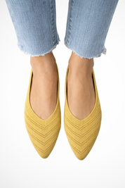 Beatrix Longford | Brown Pointed Toe Knit Flats for Women