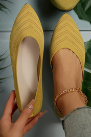 Beatrix Longford | Brown Pointed Toe Knit Flats for Women