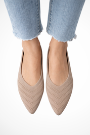 Beatrix Longford | Brown Pointed Toe Knit Flats for Women