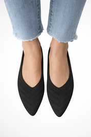 Beatrix Longford | Brown Pointed Toe Knit Flats for Women