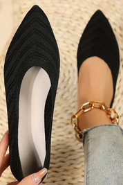 Beatrix Longford | Brown Pointed Toe Knit Flats for Women