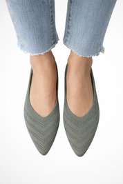 Beatrix Longford | Brown Pointed Toe Knit Flats for Women