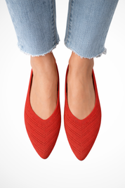 Beatrix Longford | Brown Pointed Toe Knit Flats for Women