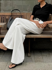 Élodie Marchand | Elegant High-Waist Wide Leg Trousers For Women