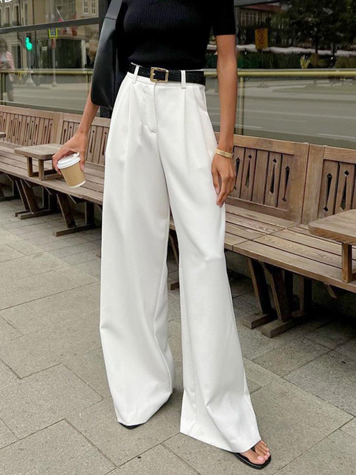 Élodie Marchand | Elegant High-Waist Wide Leg Trousers For Women