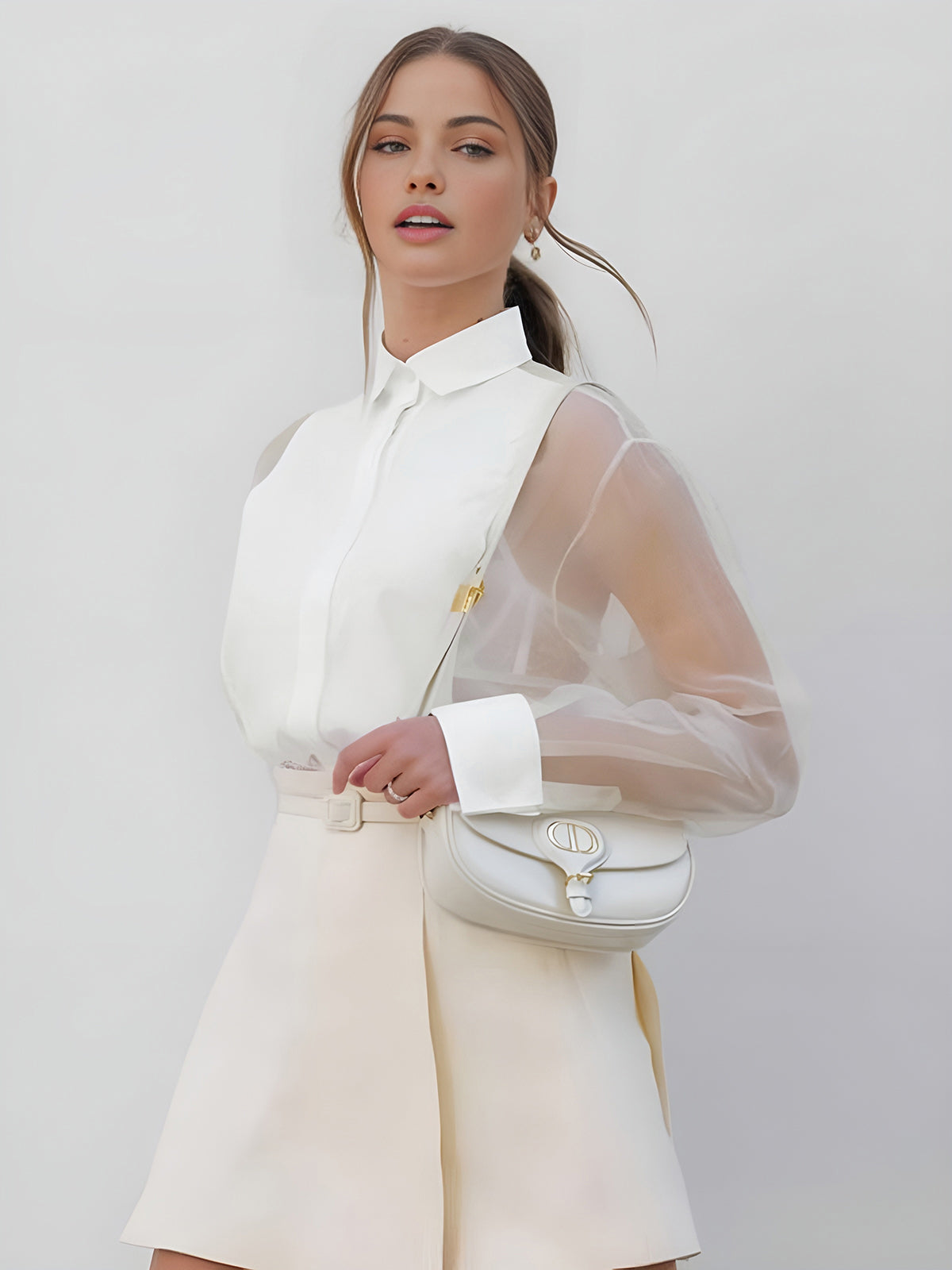 Bethany Mercer | White Sheer Layered Blouse For Women