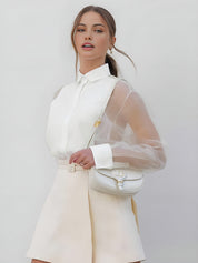 Bethany Mercer | White Sheer Layered Blouse For Women