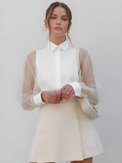 Bethany Mercer | White Sheer Layered Blouse For Women