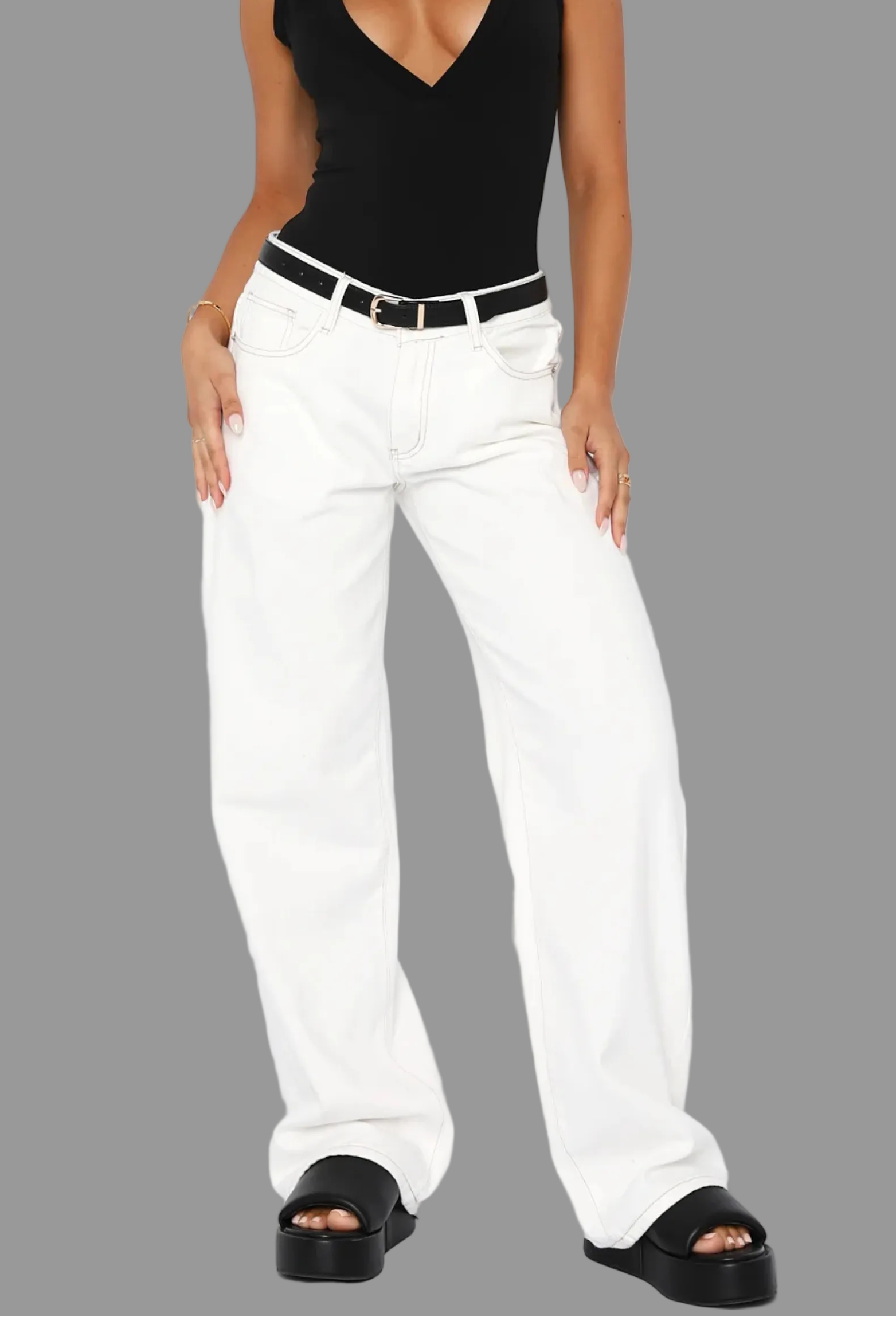 Bianca Moretti | Wide Leg White Jeans For Women