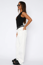 Bianca Moretti | Wide Leg White Jeans For Women