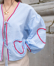 Lindsey Logan | Heart Detail Gingham Blouse For Women