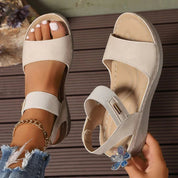 Briseis Hawthorne | Black Wedge Sandals with Ankle Strap