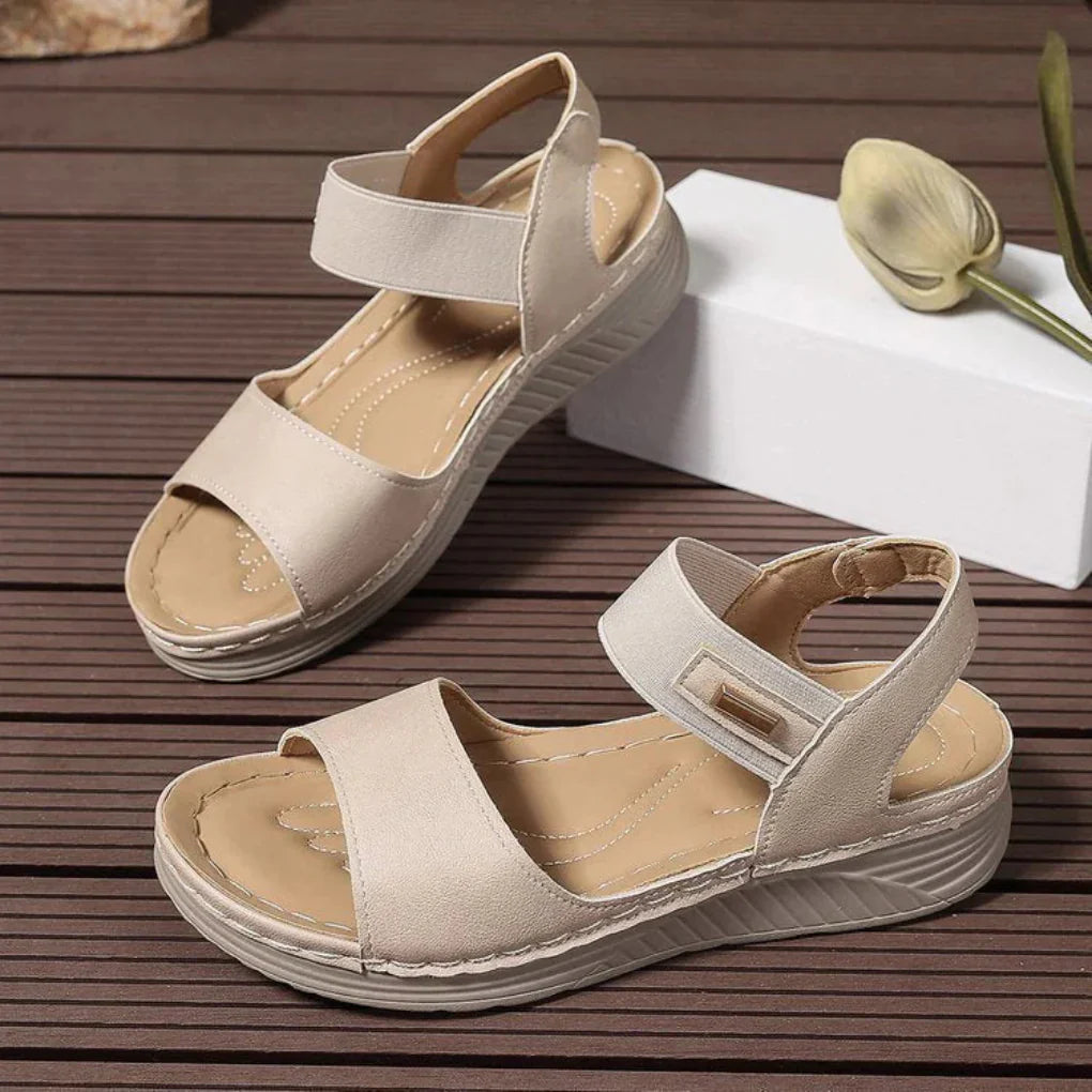 Briseis Hawthorne | Black Wedge Sandals with Ankle Strap