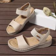 Briseis Hawthorne | Black Wedge Sandals with Ankle Strap