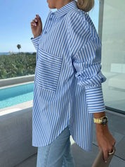 Amelia Sinclair | Luxury Striped Oversized Shirt For Women