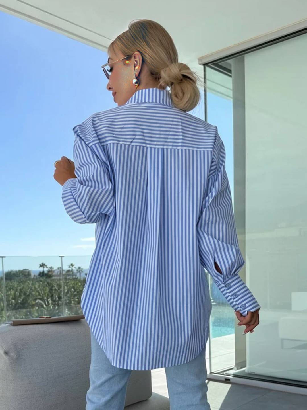 Amelia Sinclair | Luxury Striped Oversized Shirt For Women