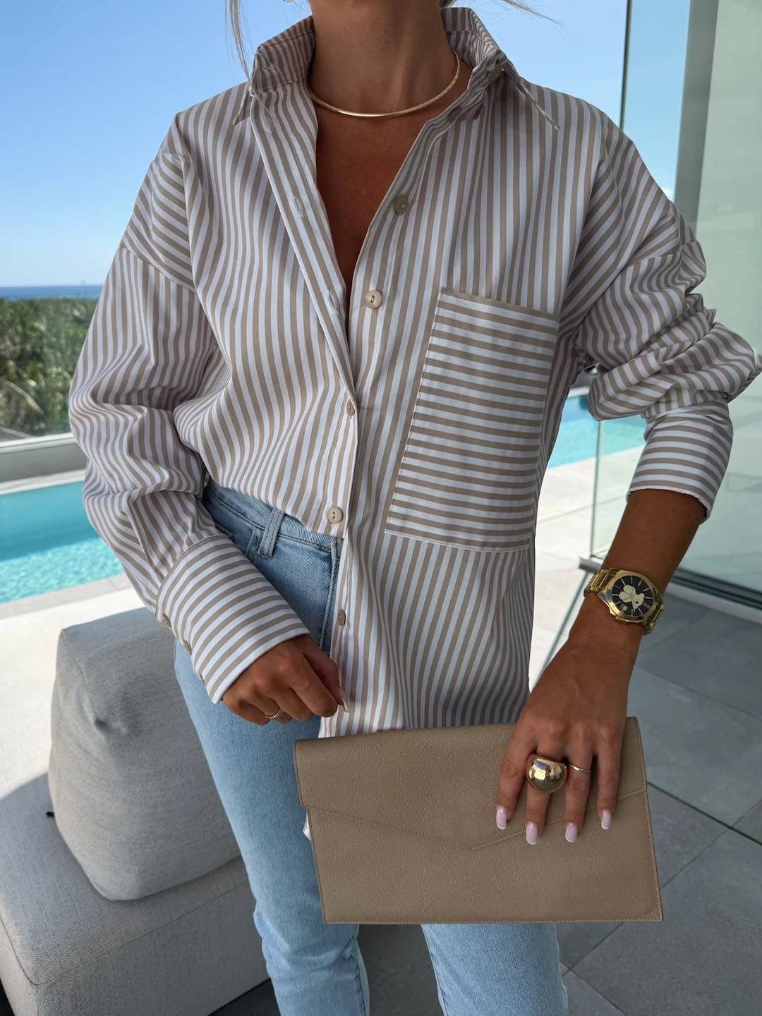 Amelia Sinclair | Luxury Striped Oversized Shirt For Women