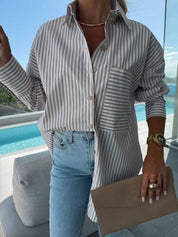 Amelia Sinclair | Luxury Striped Oversized Shirt For Women