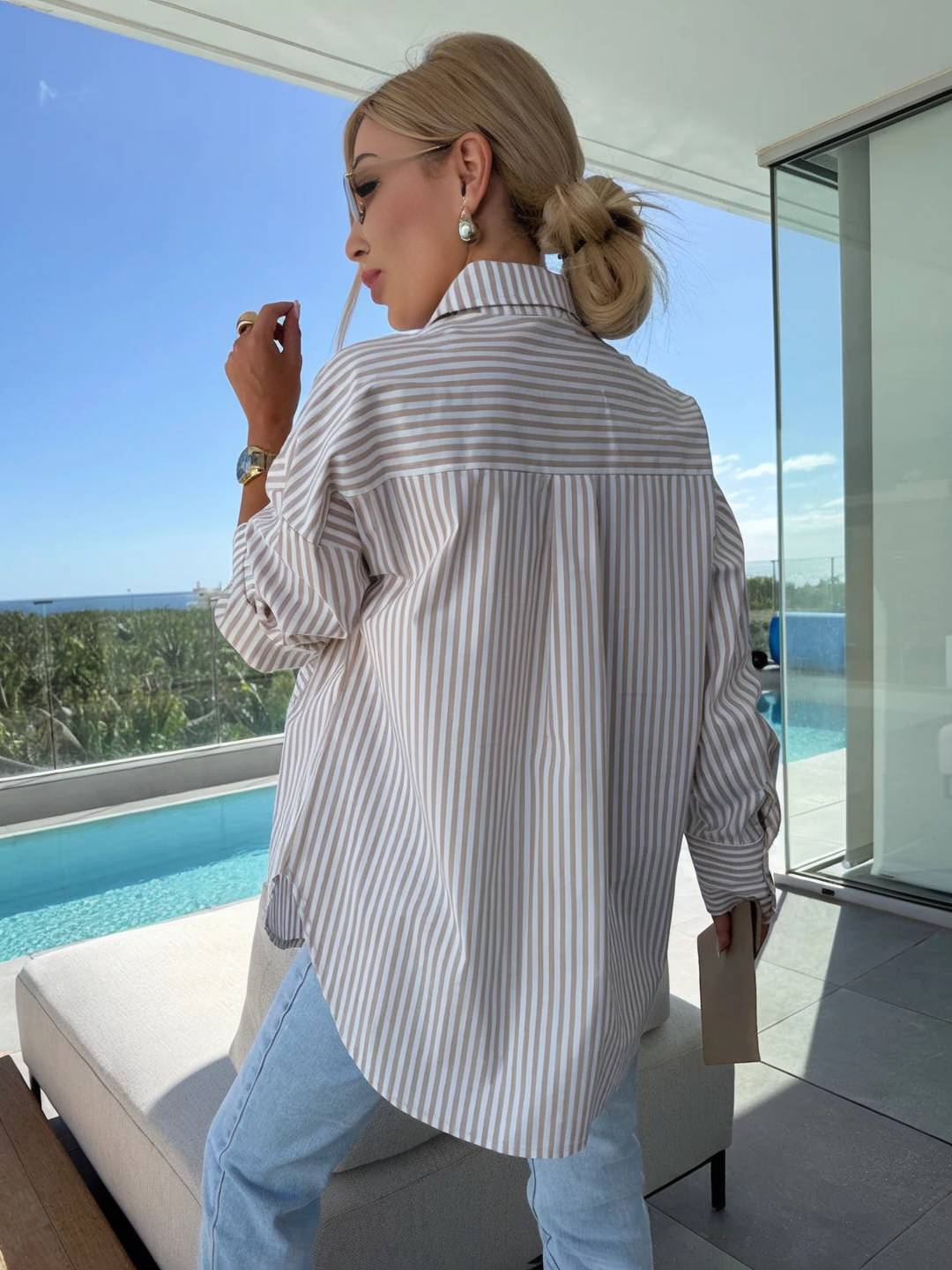 Amelia Sinclair | Luxury Striped Oversized Shirt For Women