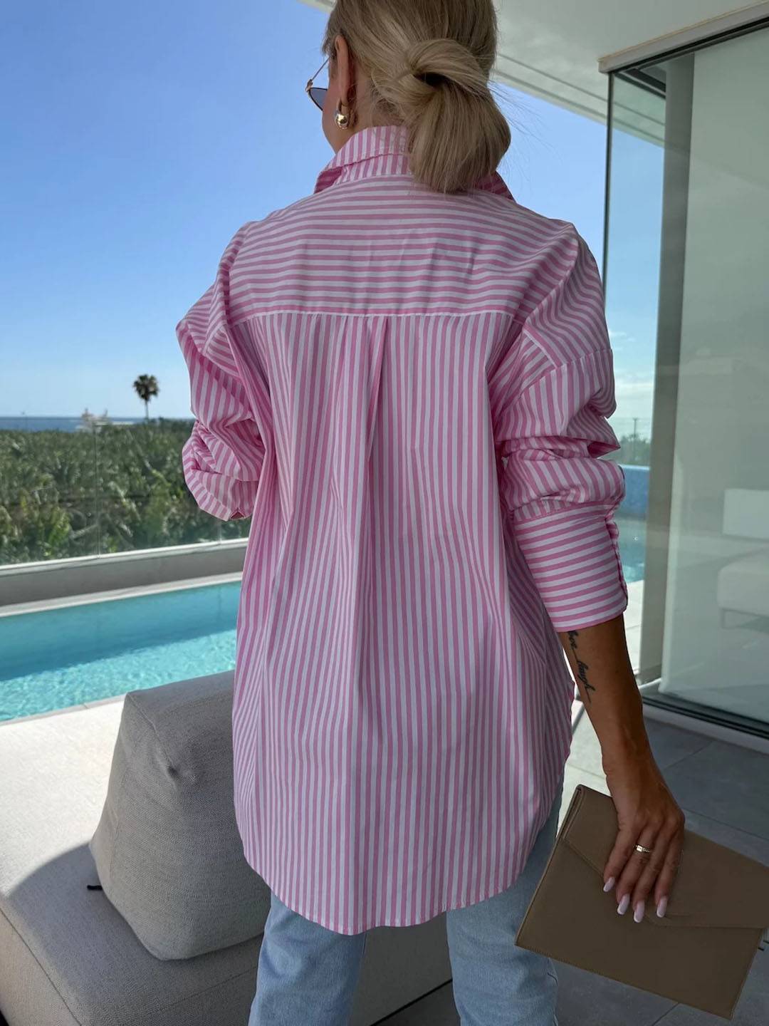 Amelia Sinclair | Luxury Striped Oversized Shirt For Women